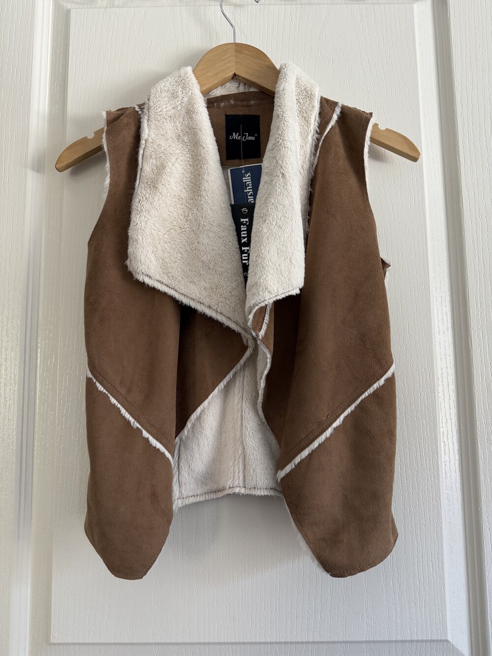 Brown Sherpa Lined Waterfall Faux Fur Vest